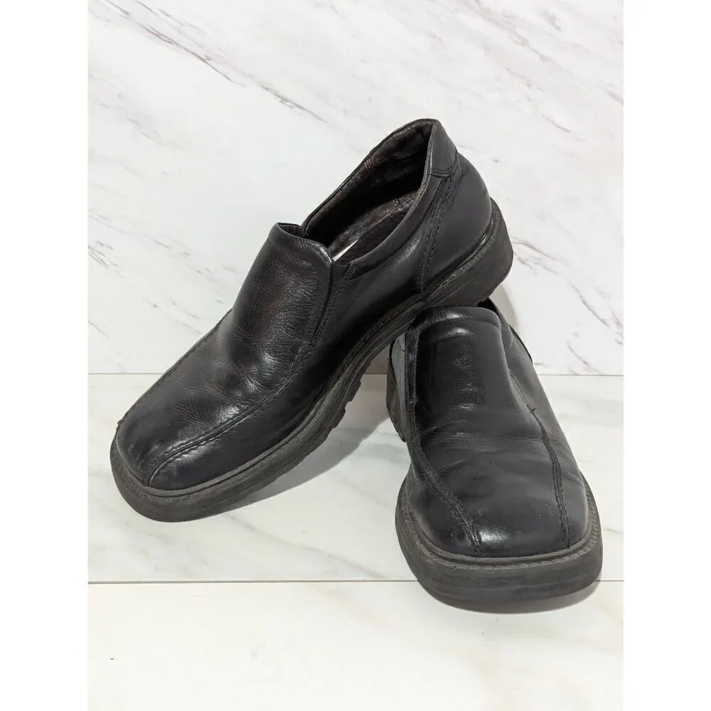 Aldo Men's Black Solid Slip On Square Toe Leather Loafer Size 41